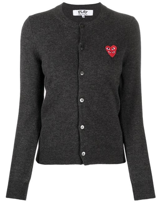 COMME DES GARÇONS PLAY Gray Overlapping Heart Wool Cardigan