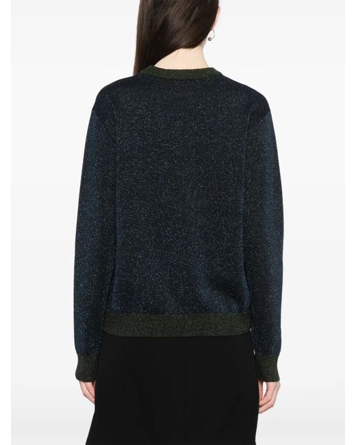 Cynthia Rowley Black Metallic Crew-Neck Sweater