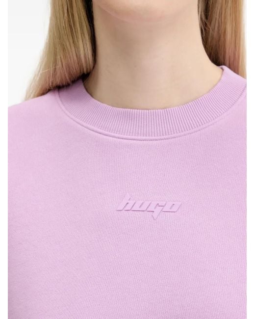 HUGO Purple Logo-Detail Cropped Sweatshirt