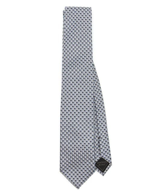 Brioni White Geometric-jacquard Silk Tie for men