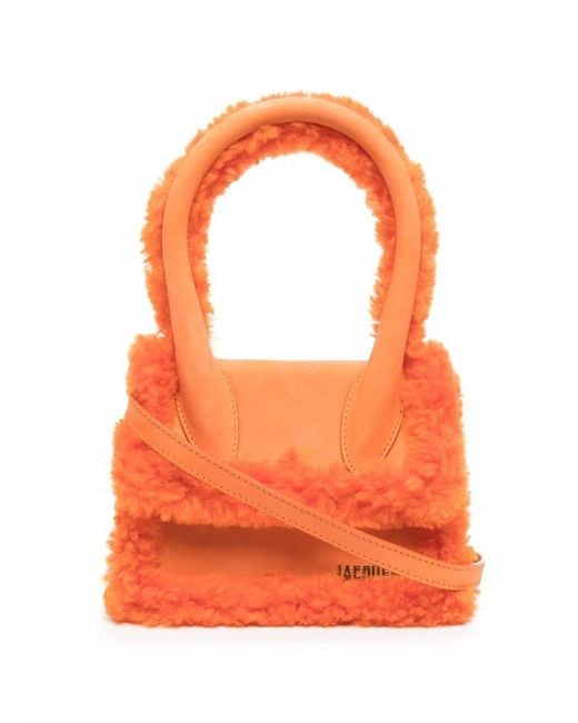 Jacquemus Orange Le Chiquito Moyen Shearling Bag