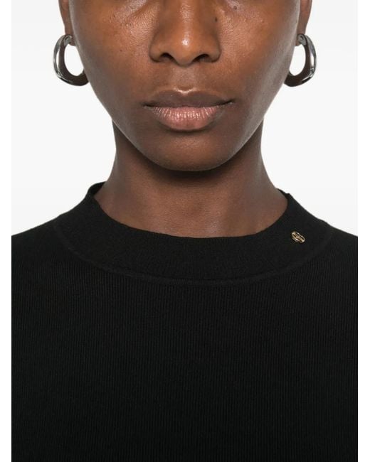 Anine Bing Black Ribbed-Knit Long-Sleeve Dress