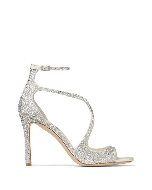Jimmy Choo White Azia Crystal-Embellished Sandals