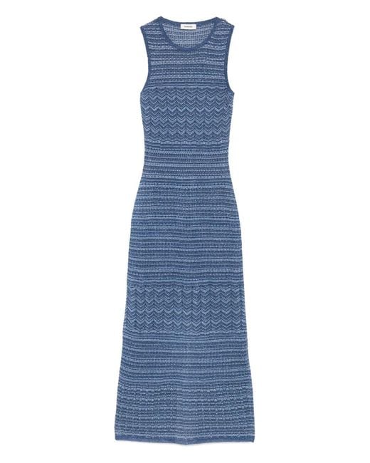 Sandro Blue Knitted Midi Dress