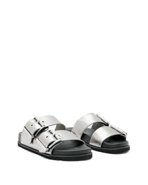 AllSaints White Metallic Slides