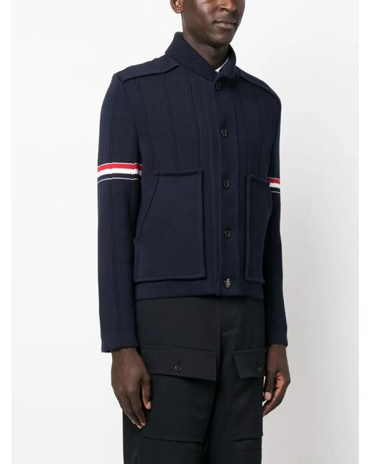 Thom Browne Blue Single-Breasted Button-Fastening Shirt Jacket for men