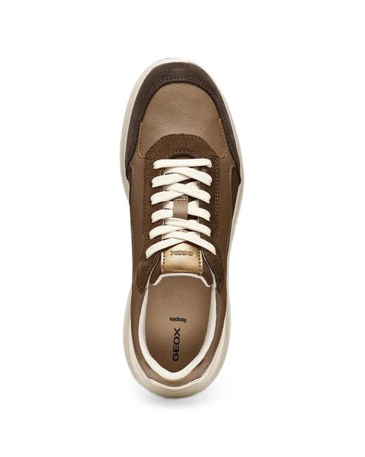 Geox Brown Panelled Leather Sneakers