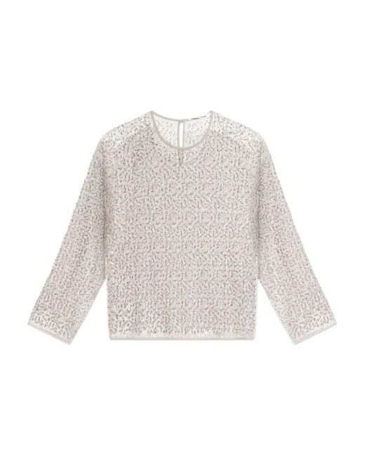 Samsøe & Samsøe White Samally Beaded-Detail Top