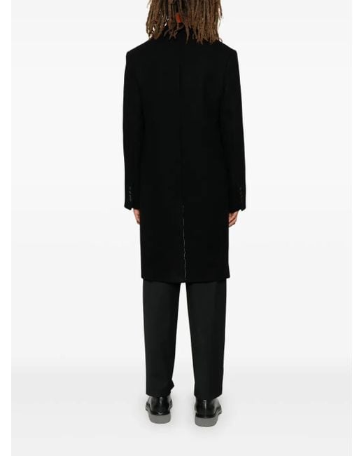 AMI Black Wool Single-Breasted Coat for men