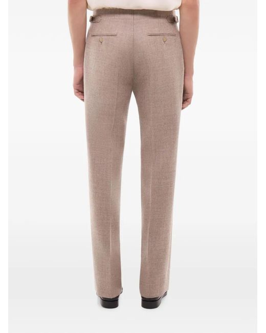 Fursac Natural Herringbone-Pattern Wool Trousers for men