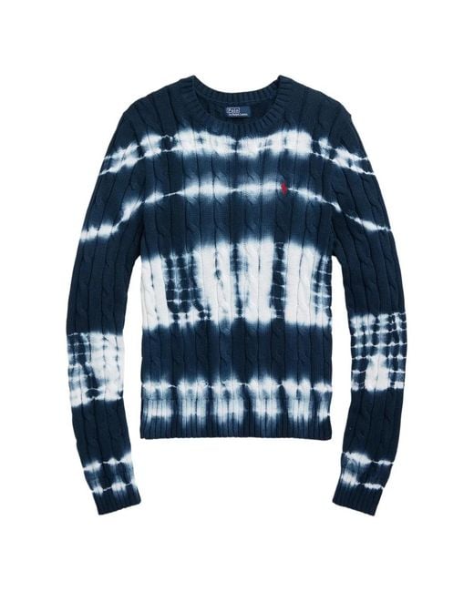 Polo Ralph Lauren Blue Cable-Knit Tie-Dye Sweater