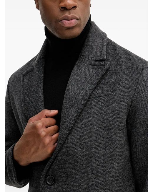 Guess Black Sinlgle-Breasted Coat for men