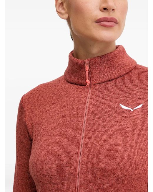 Salewa Red Zipped Mock-Neck Sweater