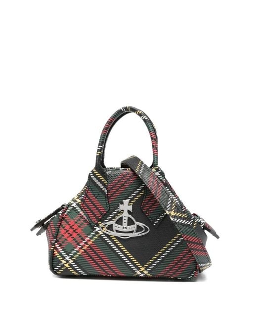 Vivienne Westwood Black Mini Yasmin Tartan-Check Cross Body Bag
