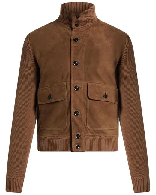 Tom Ford Brown Buttoned Panelled Jacket for men