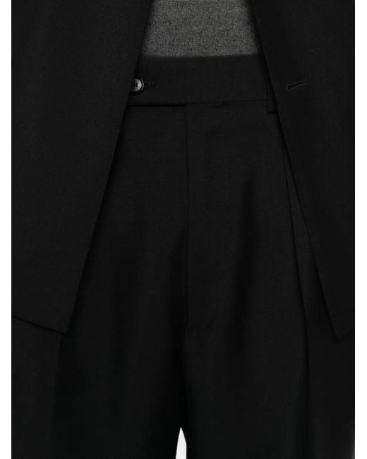 Caruso Black Double-Breasted Peak-Lapel Suit for men