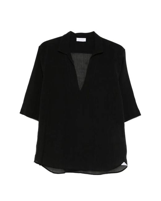 Tagliatore Black V-Neck Shirt for men