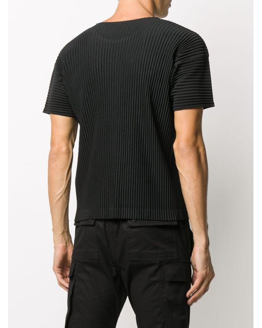 Homme Plissé Issey Miyake Pleated Short-sleeved T-shirt in Black for ...
