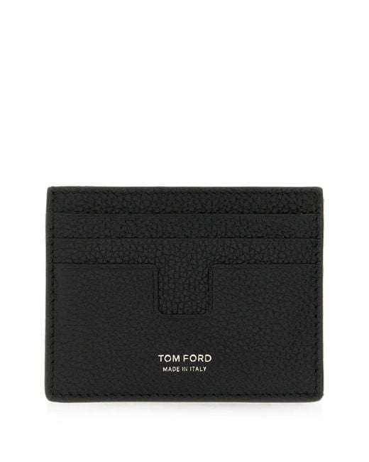 Tom Ford Black T Line Leather Card Holder for men