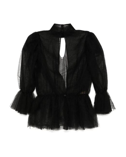Saiid Kobeisy Black Ruffled Blouse