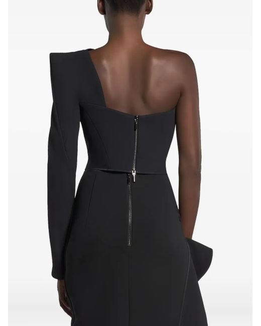 Maticevski One-shoulder Long-sleeve Top Black