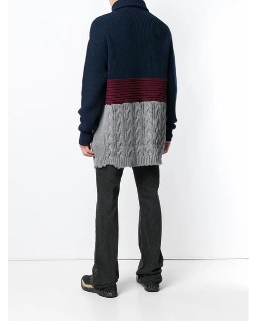Balenciaga Blue Layered High Neck Sweater for men
