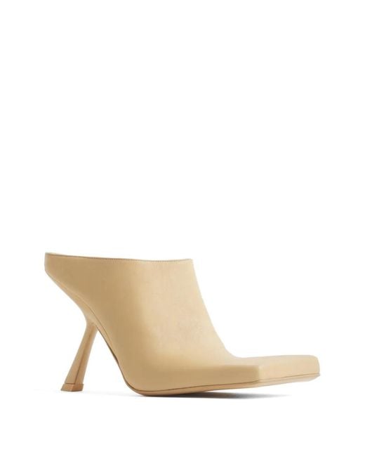 Mugler Natural Square-Toe Leather Mules
