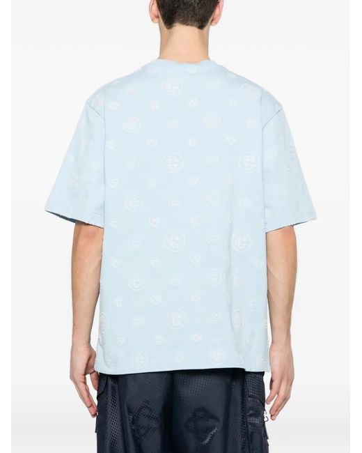 Casablanca Blue Monogram Round-Neck T-Shirt for men