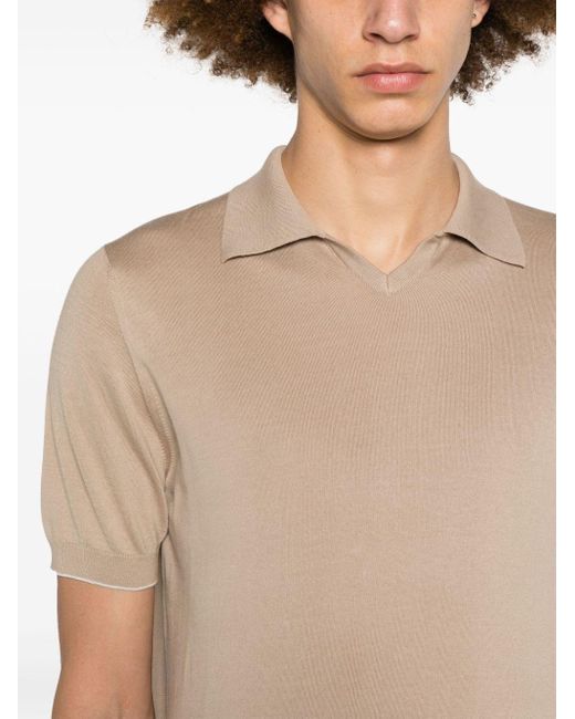 Brunello Cucinelli Natural Cooton Polo Shirt for men