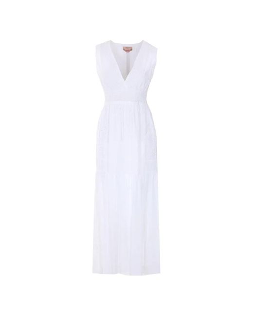 Twinset White V-Neck Sleeveless Dress