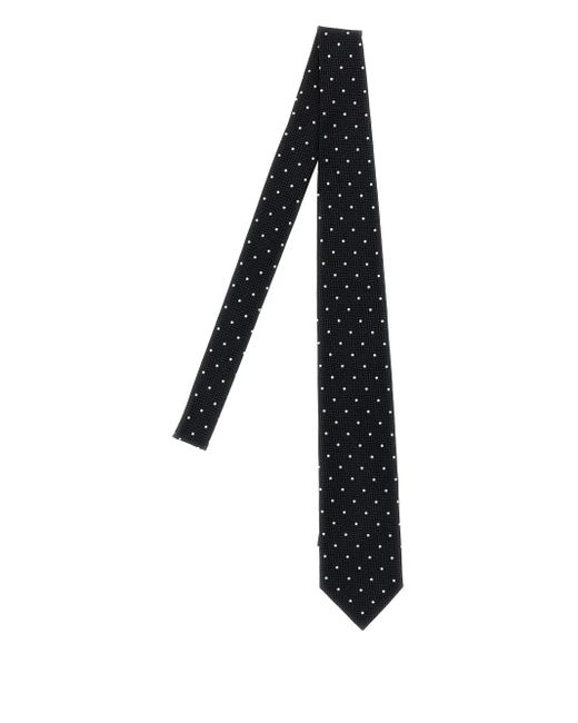 Cravatta A Pois Jacquard di Brioni in Black da Uomo