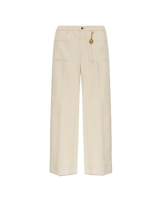 MICHAEL Michael Kors White Cotton Flared Trousers