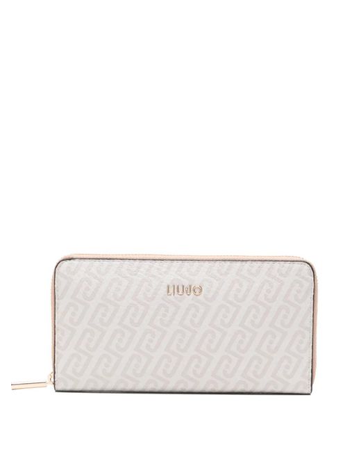 Liu Jo Gray Large Monogram Zip Wallet