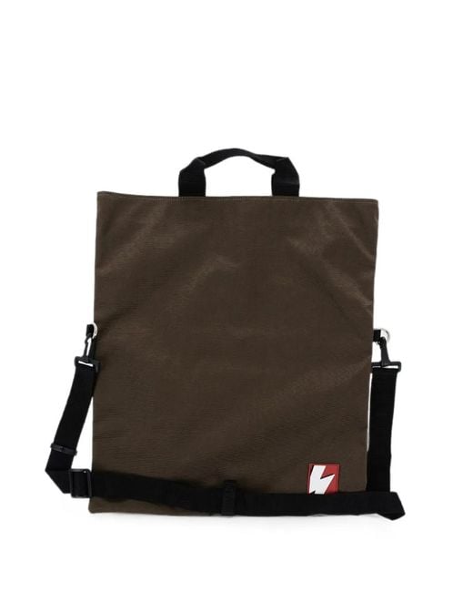 Neil Barrett Black Thunderbolt-Patch Adjustable-Strap Shoulder Bag for men