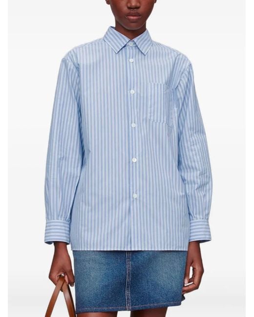 A.P.C. Blue Sela Striped Cotton Shirt