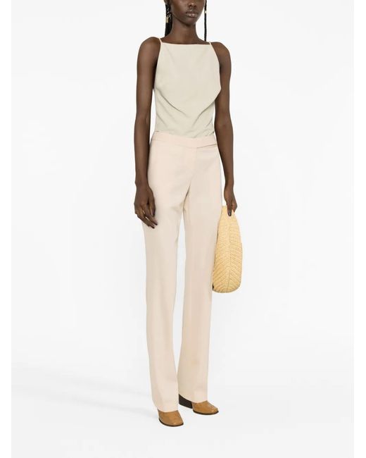Stella McCartney Natural Straight-Leg Wool-Blend Trousers
