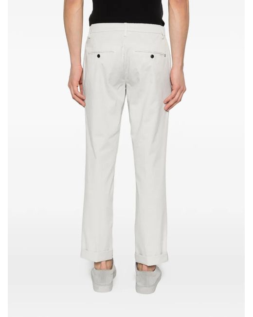 Dondup White Cuffed Trousers for men