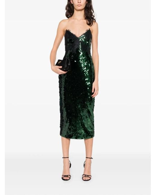 retrofte Ellen Sequin Lace Midi Dress in Green | Lyst
