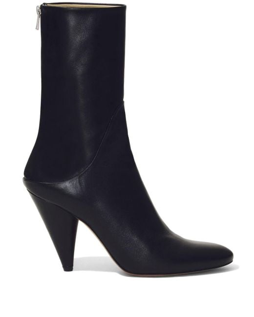 Proenza Schouler Cone 85mm Leather Ankle Boots Blue