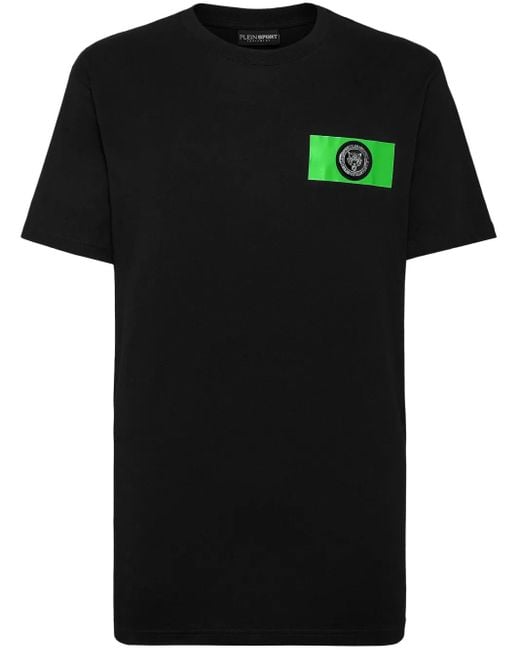Philipp Plein Black Ss Logo-Patch Cotton T-Shirt for men