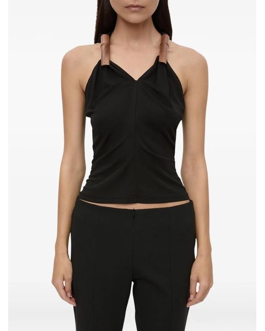 Christopher Esber Black Wood-Detail Tank Top