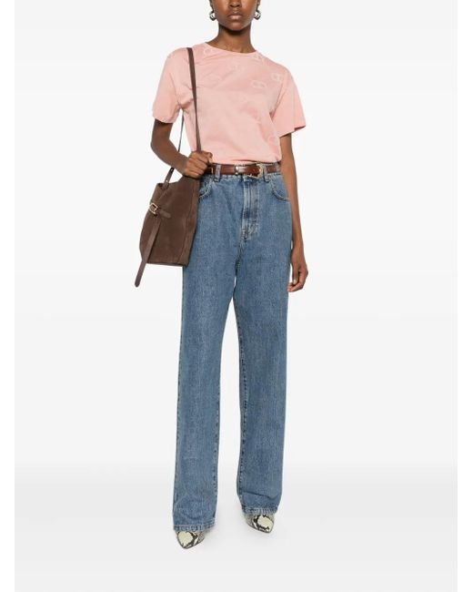 Twinset Pink Logo-Pattern T-Shirt