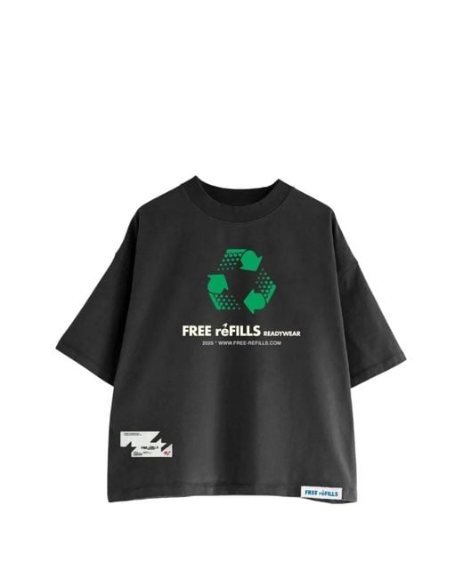 Free Refills Black Graphic T-Shirt for men