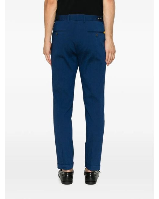 Manuel Ritz Blue Seersucker-Texture Pleated Trousers for men