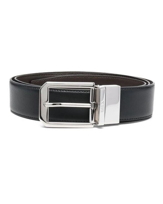 Zegna Black Buckle-Fastening Leather Belt for men