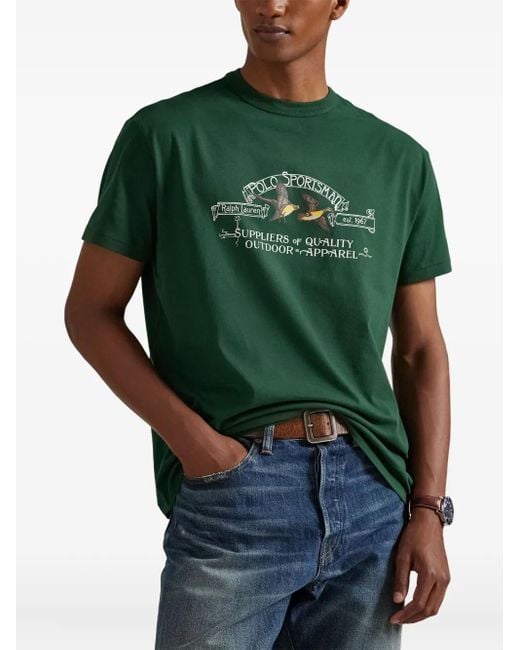 Polo Ralph Lauren Green Graphic-Print T-Shirt for men