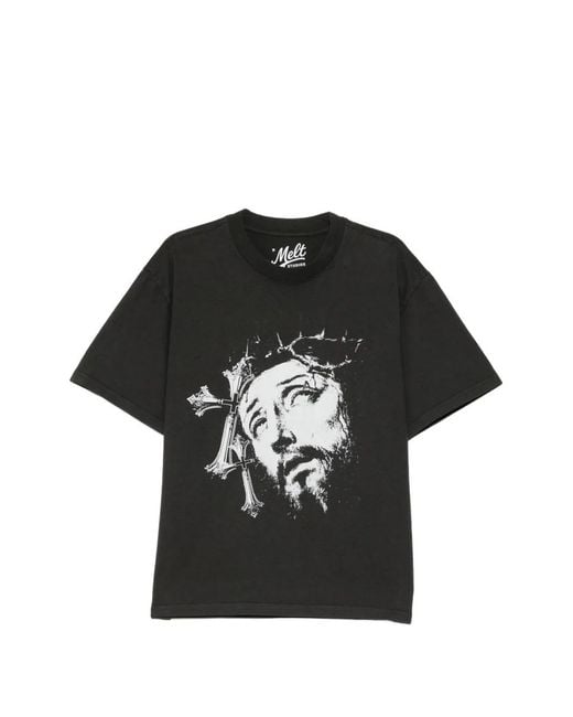 Melt Black Graphic-Print T-Shirt for men