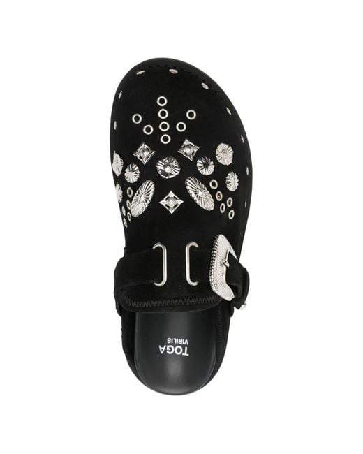 Toga Virilis Black Buckle Embellished Slippers for men