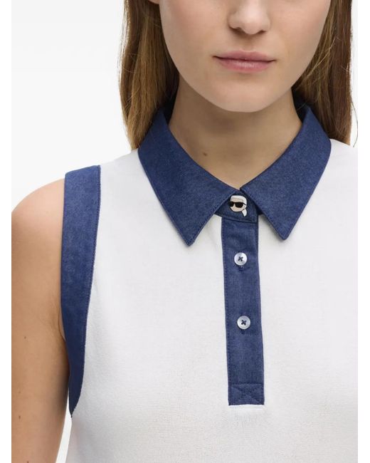 Karl Lagerfeld White Ikon Denim Detail Knit Dress