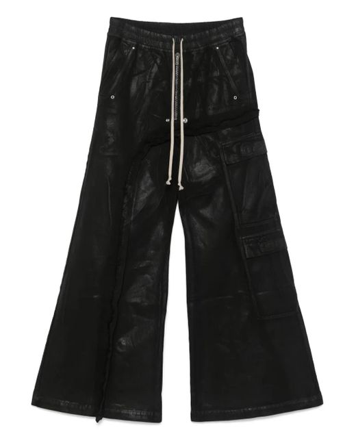 Rick Owens Black Imbalanced Double Cargo Jumbo Belas Jeans for men